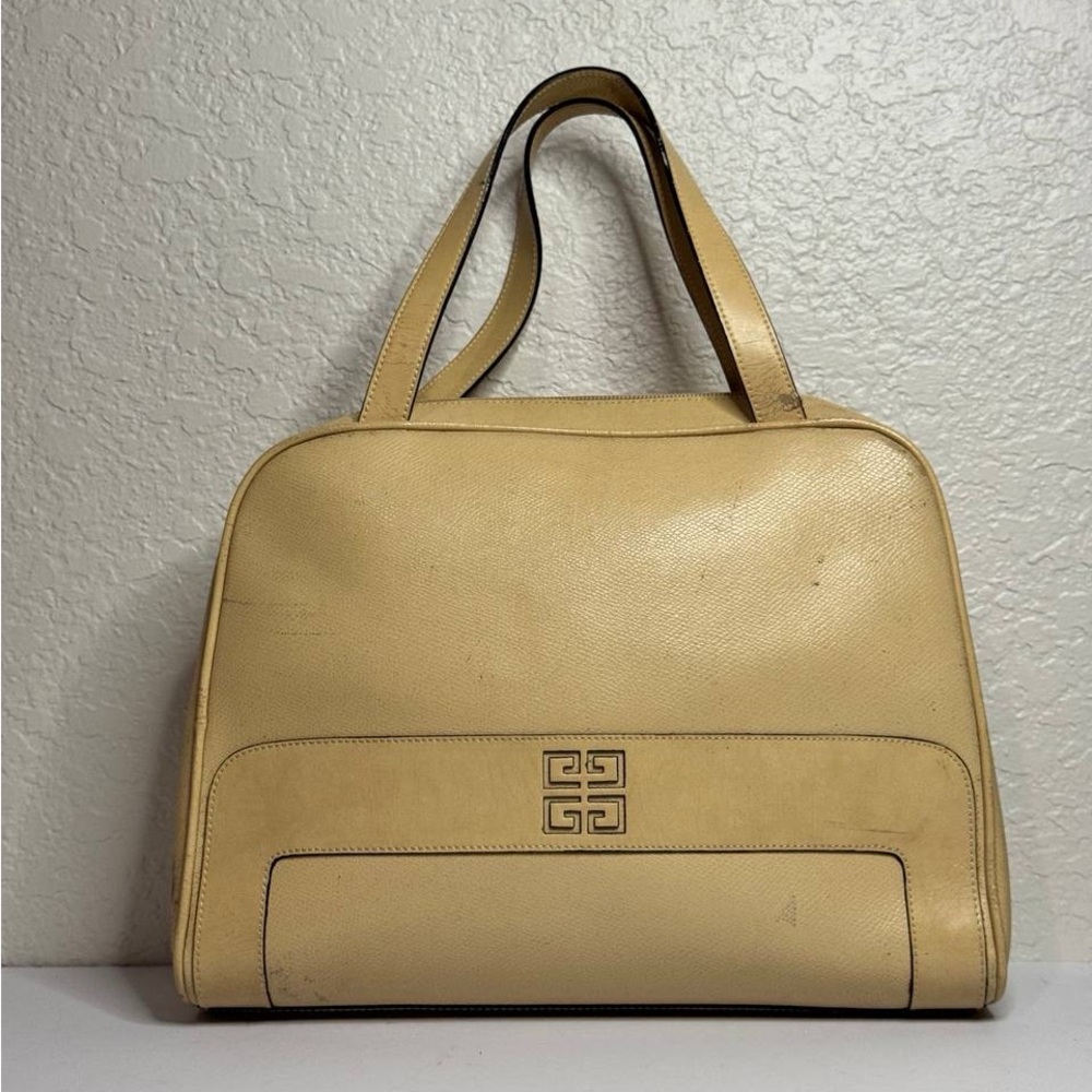 Vintage Givenchy Beige Leather Shoulder Bag Handbag